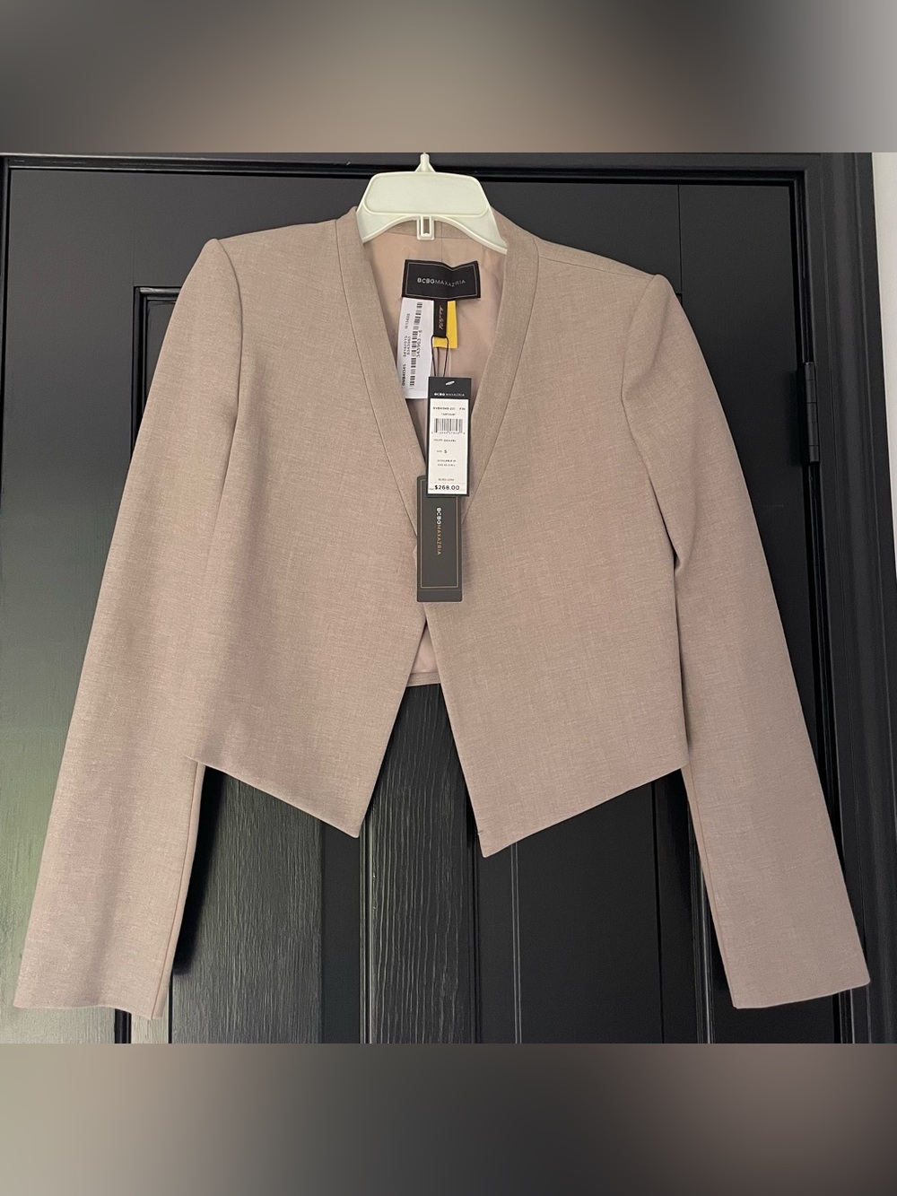 BCBGMaxAzria Blush Cropped Open-Front Blazer